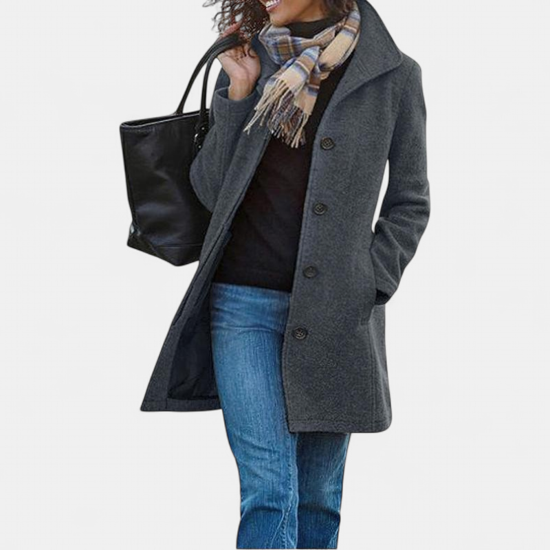 GABRIELA | Casual Wool Blend Peacoat with Single-Breasted Design