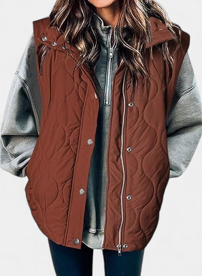 OLIVIA | Women's Casual Oversized Puffer Vest with Stand-Up Collar