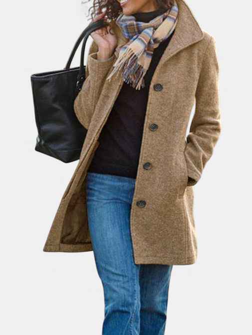 GABRIELA | Casual Wool Blend Peacoat with Single-Breasted Design