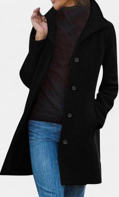 GABRIELA | Casual Wool Blend Peacoat with Single-Breasted Design