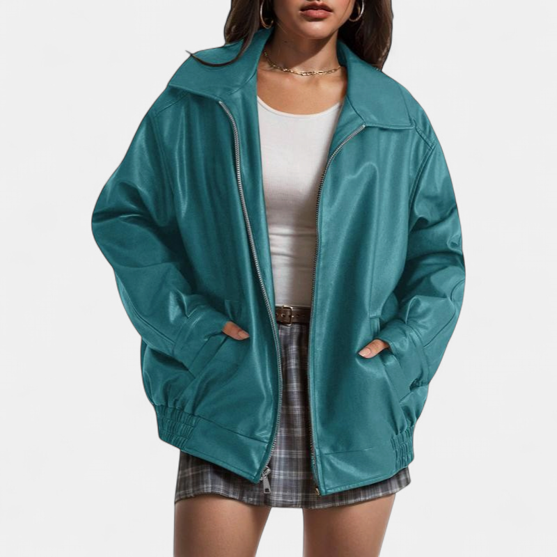 KENDRA | Women's Oversized Faux-Suede Leather Motorcycle Jacket