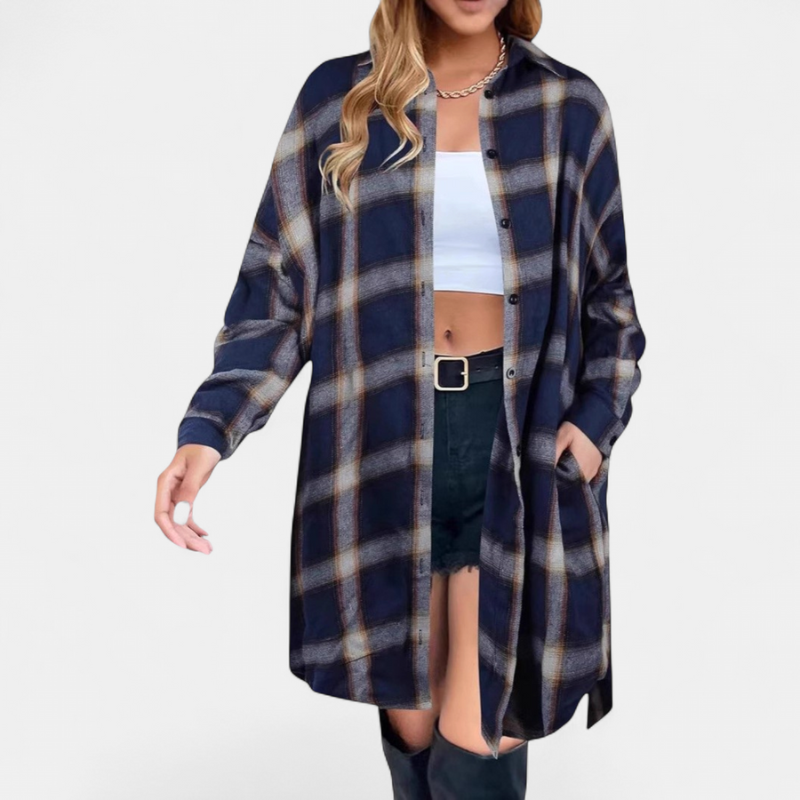 PALOMA | Elegant Checked Long Sleeve Jacket with Button Placket