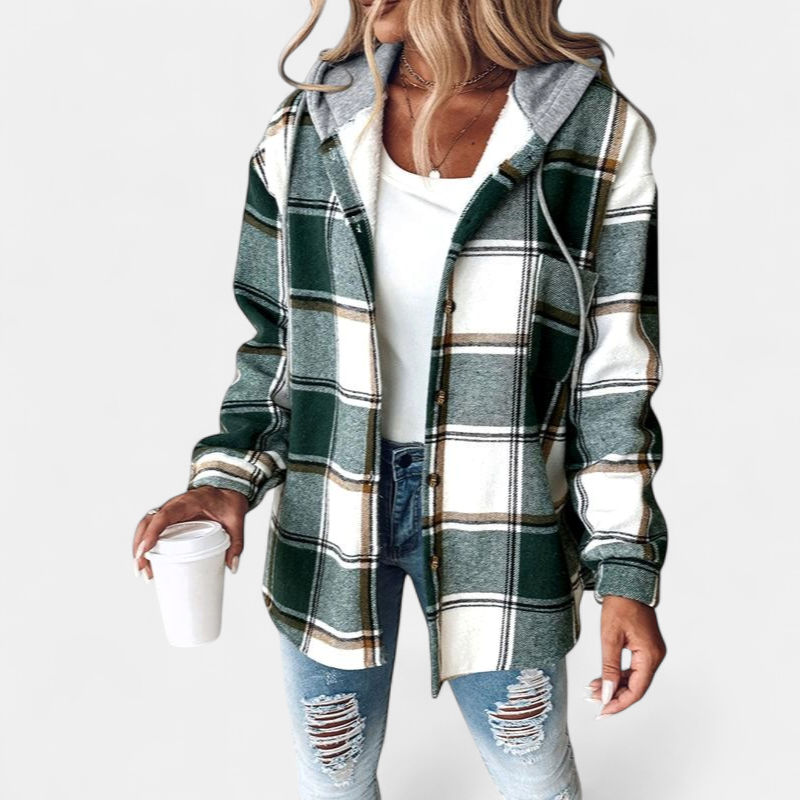 HONEY | Women's Checked Fleece-Lined Hoodie