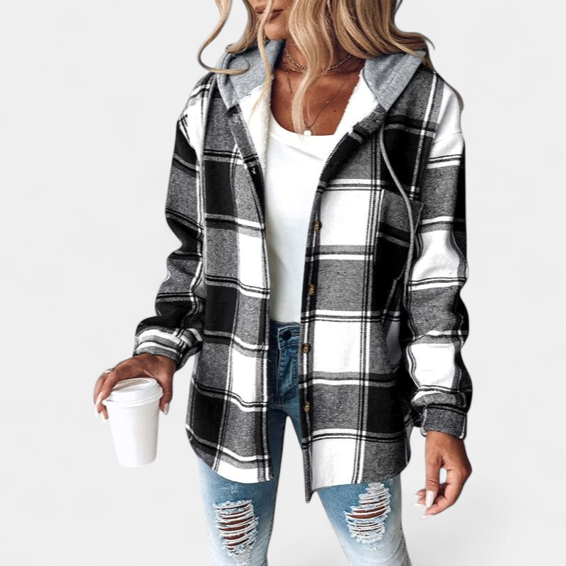 HONEY | Women's Checked Fleece-Lined Hoodie