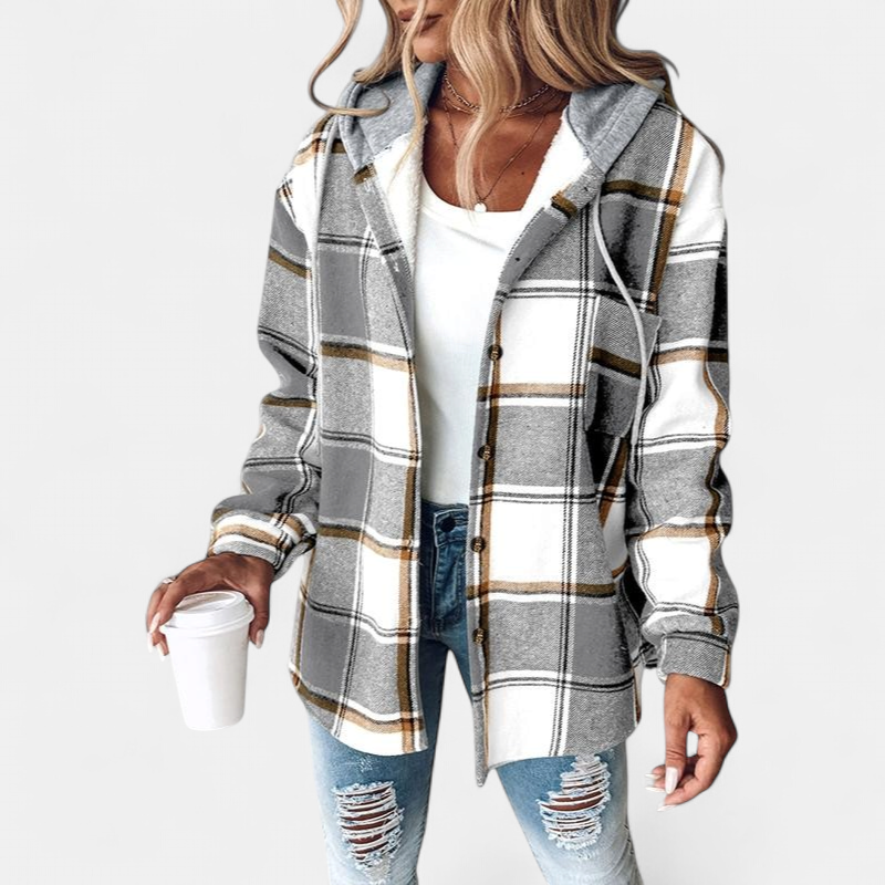 HONEY | Women's Checked Fleece-Lined Hoodie