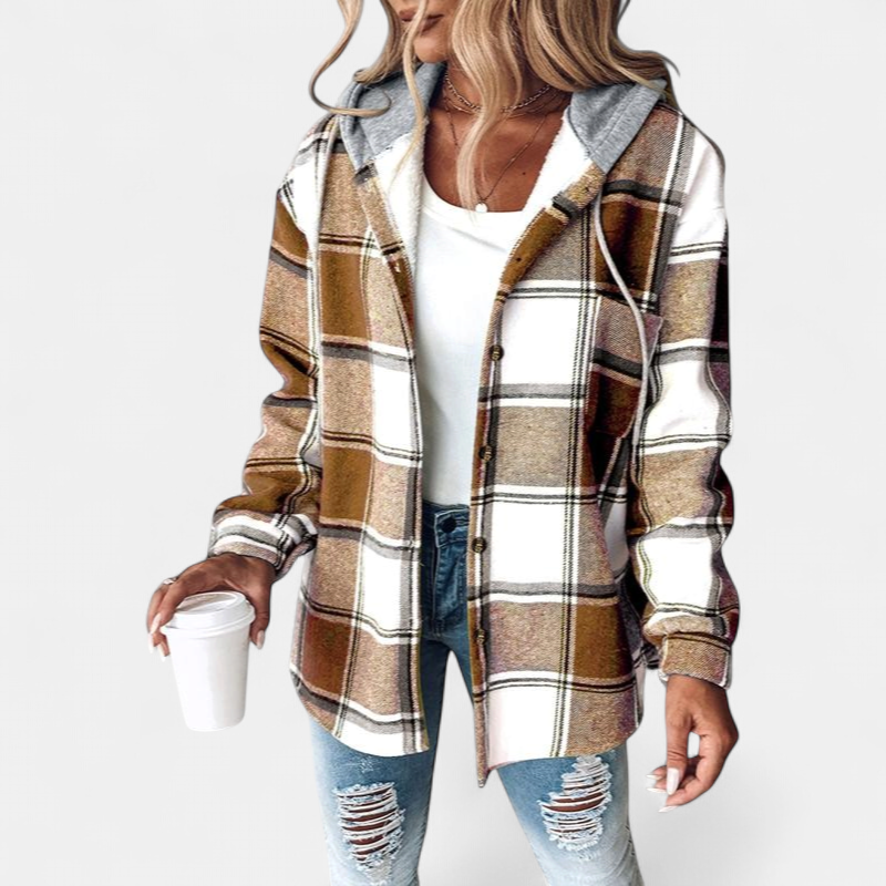 HONEY | Women's Checked Fleece-Lined Hoodie