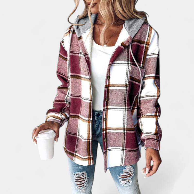 HONEY | Women's Checked Fleece-Lined Hoodie