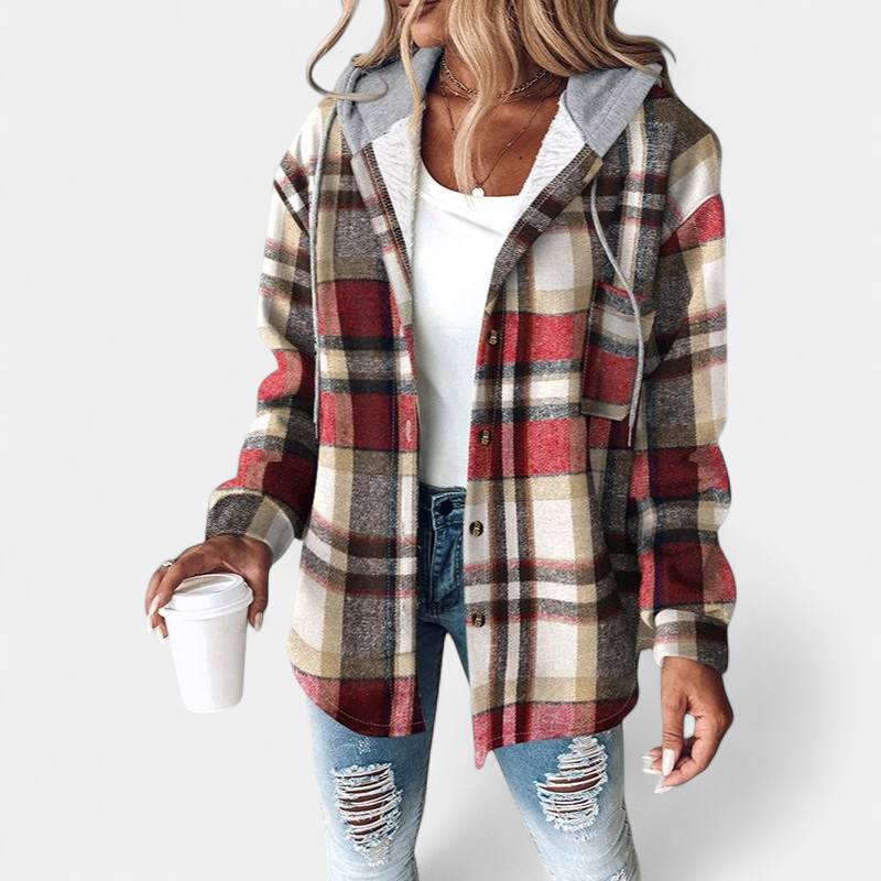 HONEY | Women's Checked Fleece-Lined Hoodie