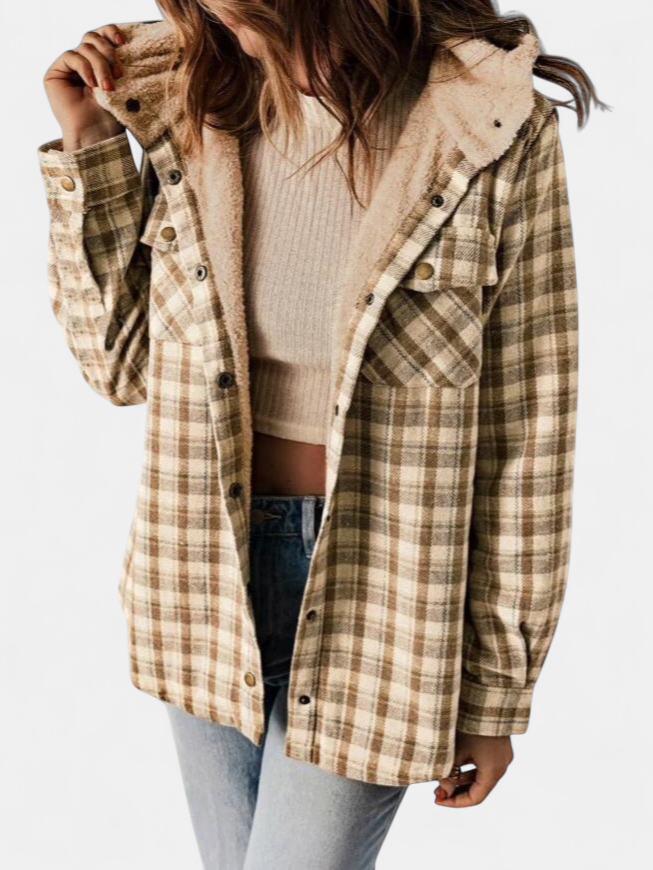 AMELIA | Women's Checkered Hooded Flannel Jacket for Autumn & Winter