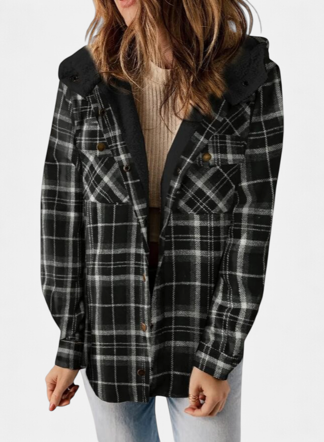 AMELIA | Women's Checkered Hooded Flannel Jacket for Autumn & Winter