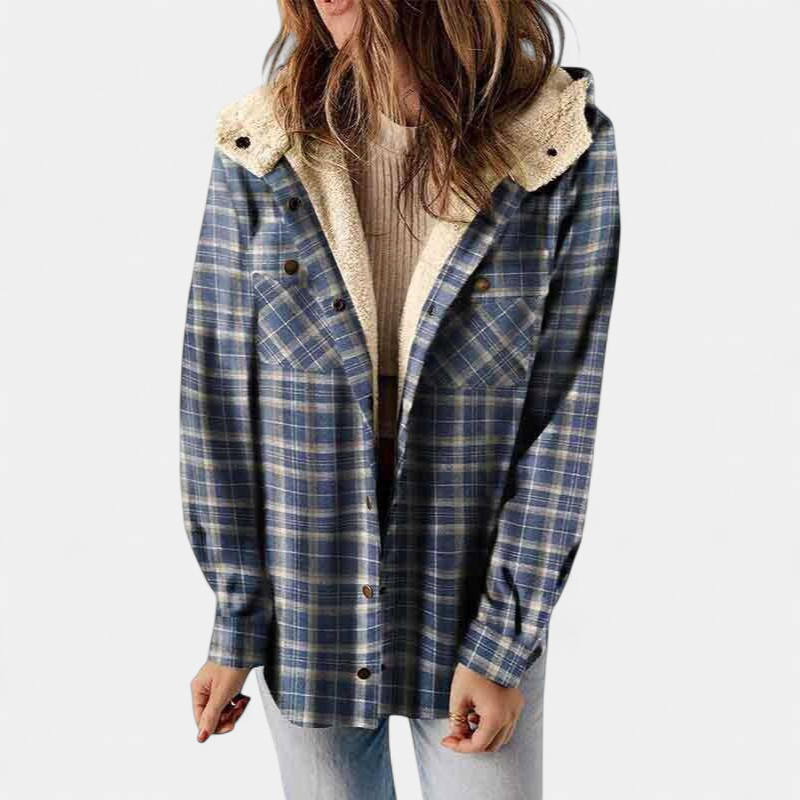 AMELIA | Women's Checkered Hooded Flannel Jacket for Autumn & Winter