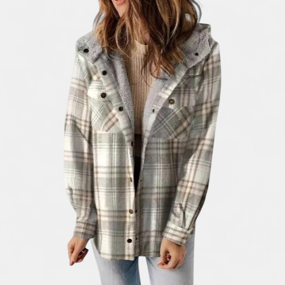 AMELIA | Women's Checkered Hooded Flannel Jacket for Autumn & Winter