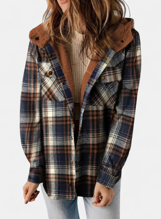 AMELIA | Women's Checkered Hooded Flannel Jacket for Autumn & Winter