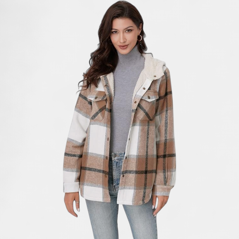AMELIA | Women's Checkered Hooded Flannel Jacket for Autumn & Winter