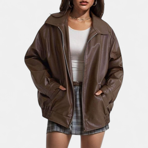 KENDRA | Women's Oversized Faux-Suede Leather Motorcycle Jacket