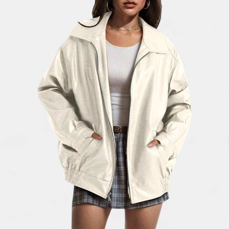 KENDRA | Women's Oversized Faux-Suede Leather Motorcycle Jacket