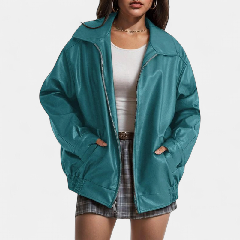 KENDRA | Women's Oversized Faux-Suede Leather Motorcycle Jacket
