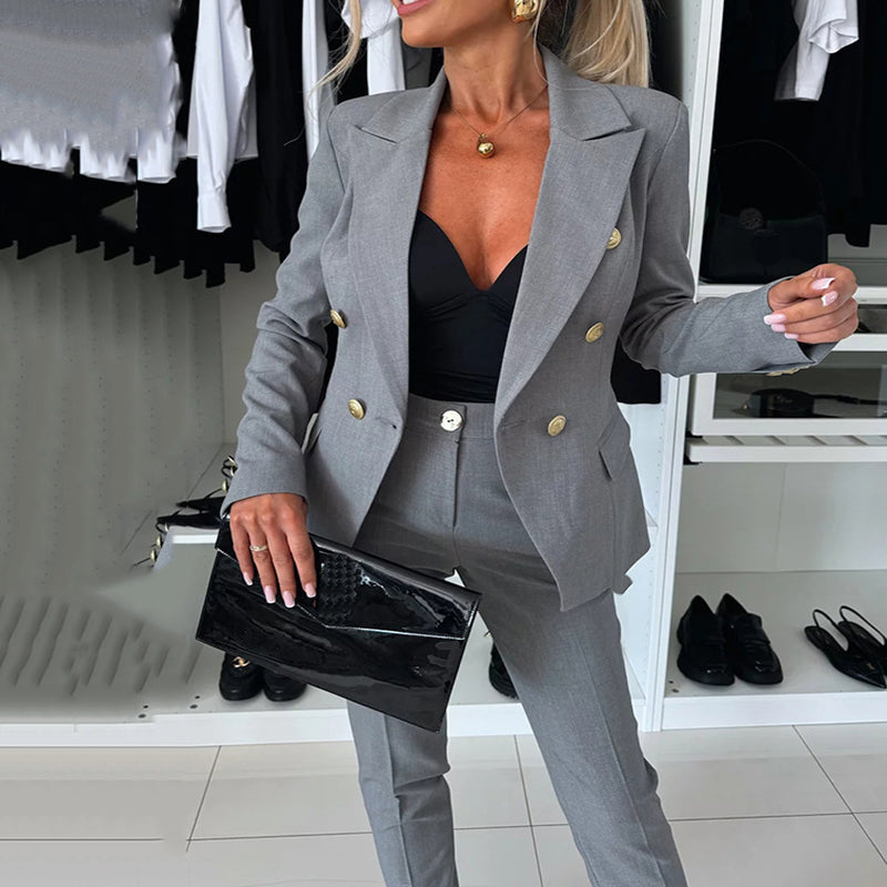 Women's Double-Breasted Suit with Slim Pants