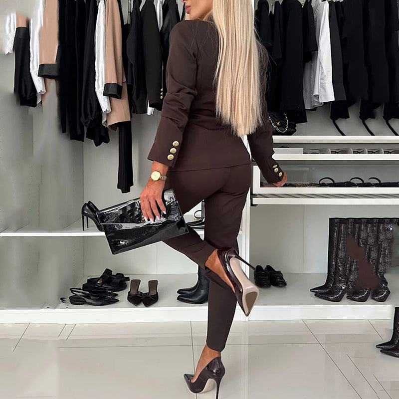 Women's Double-Breasted Suit with Slim Pants
