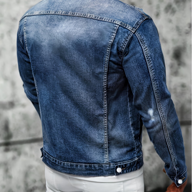 Tello | Men's Denim Jacket with Button Placket and Chest Pockets