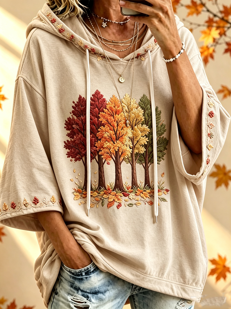 MARIA | AUTUMN-PRINT OVERSIZED HOODIE