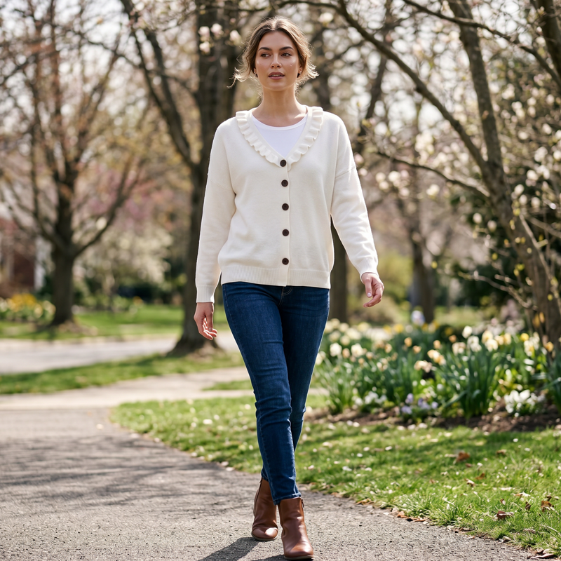 Mathilda | Knit Cardigan with Ruffled Collar