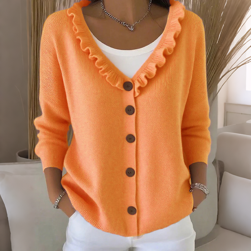 Mathilda | Knit Cardigan with Ruffled Collar