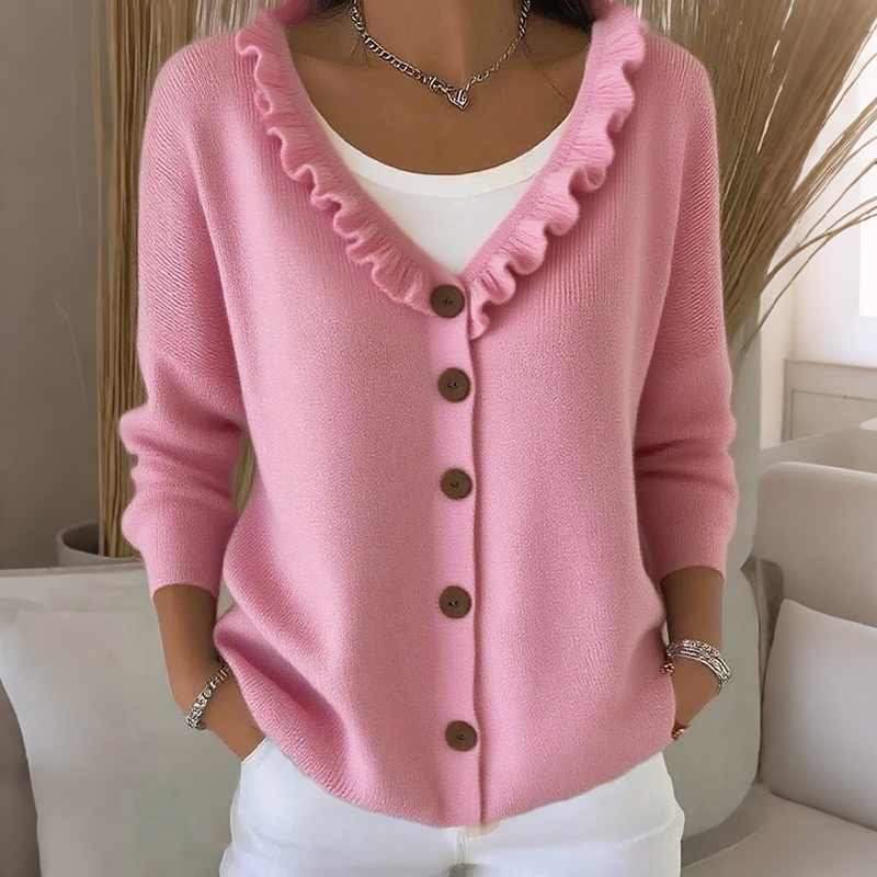 Mathilda | Knit Cardigan with Ruffled Collar