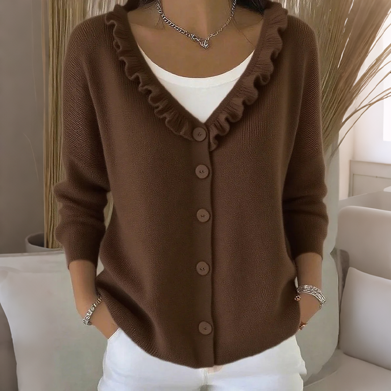 Mathilda | Knit Cardigan with Ruffled Collar