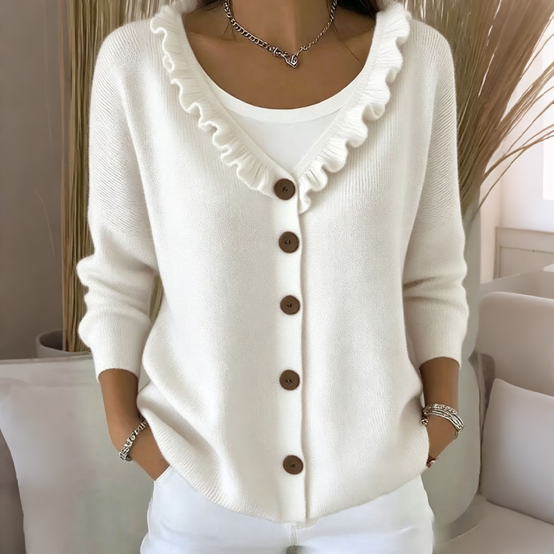 Mathilda | Knit Cardigan with Ruffled Collar