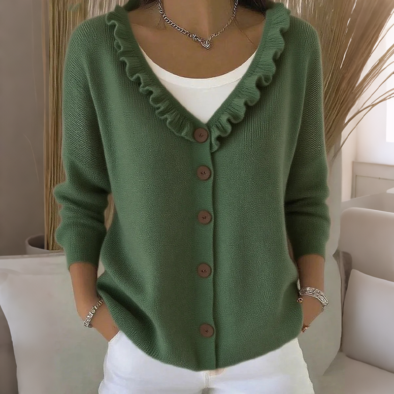 Mathilda | Knit Cardigan with Ruffled Collar