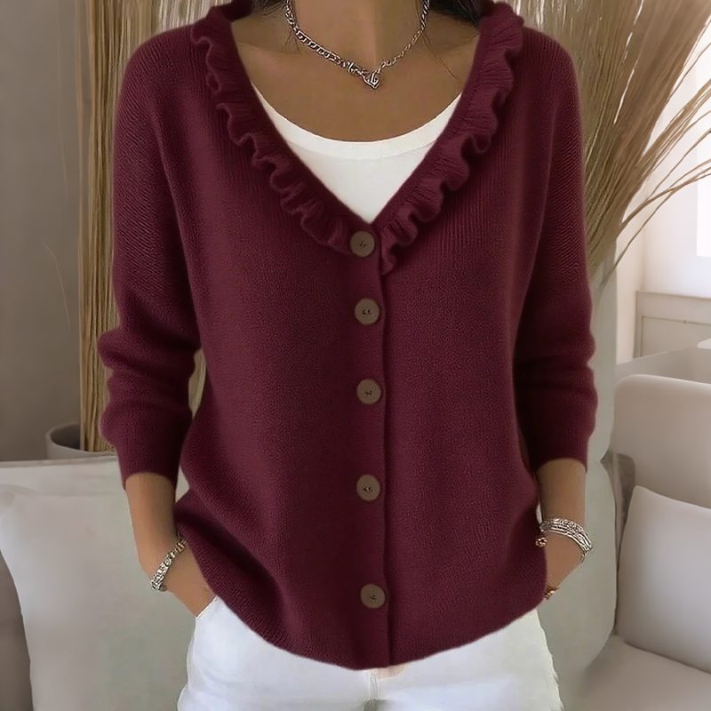 Mathilda | Knit Cardigan with Ruffled Collar