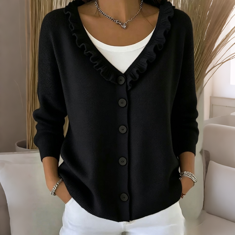 Mathilda | Knit Cardigan with Ruffled Collar