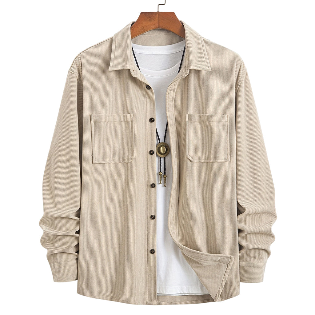 Romelos | Casual Men's Cord Shirt Jacket with Chest Pockets