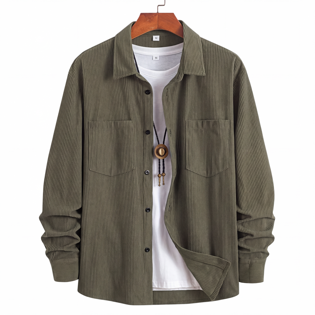 Romelos | Casual Men's Cord Shirt Jacket with Chest Pockets