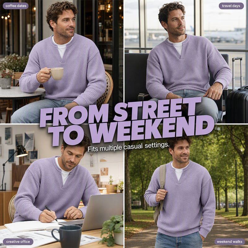 Men's Textured Waffle Long-Sleeve Tee