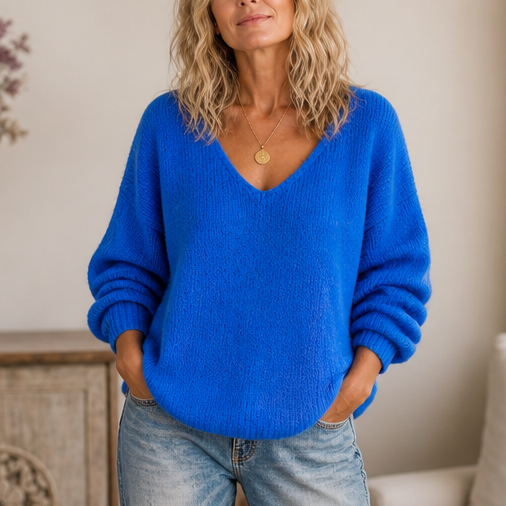 Vellora – Chunky-Knit V-Neck Sweater